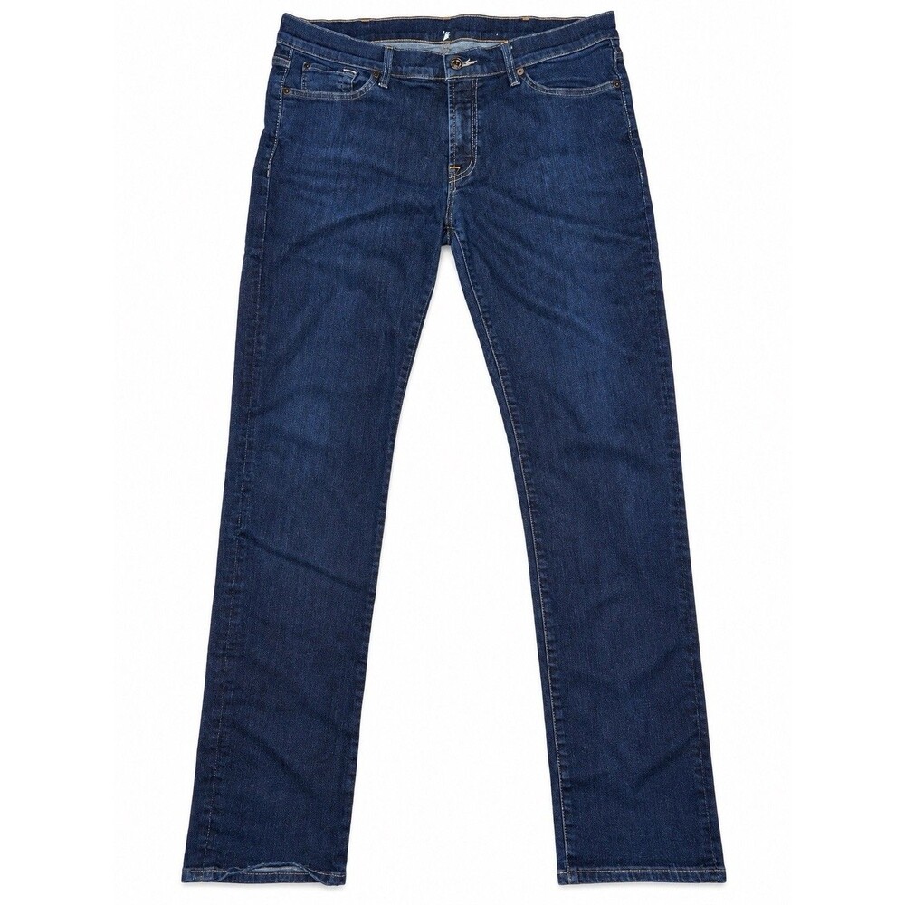 7 For All Mankind Men’s Dark Wash Stretch Straight Jeans 38x31 Premium Denim